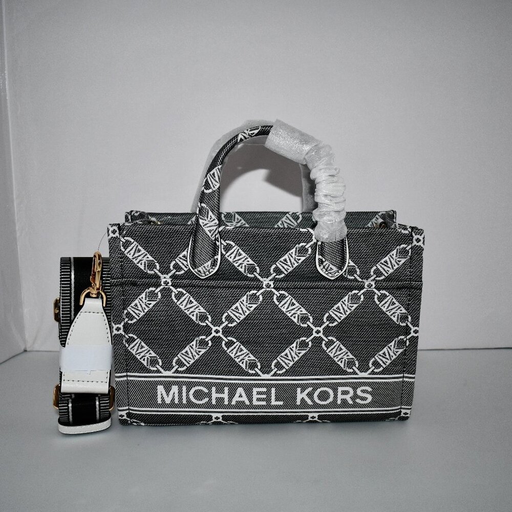 MICHAEL Kors Gigi SMALL EW Messenger in Black/White #3OS4G3GM5J NWT